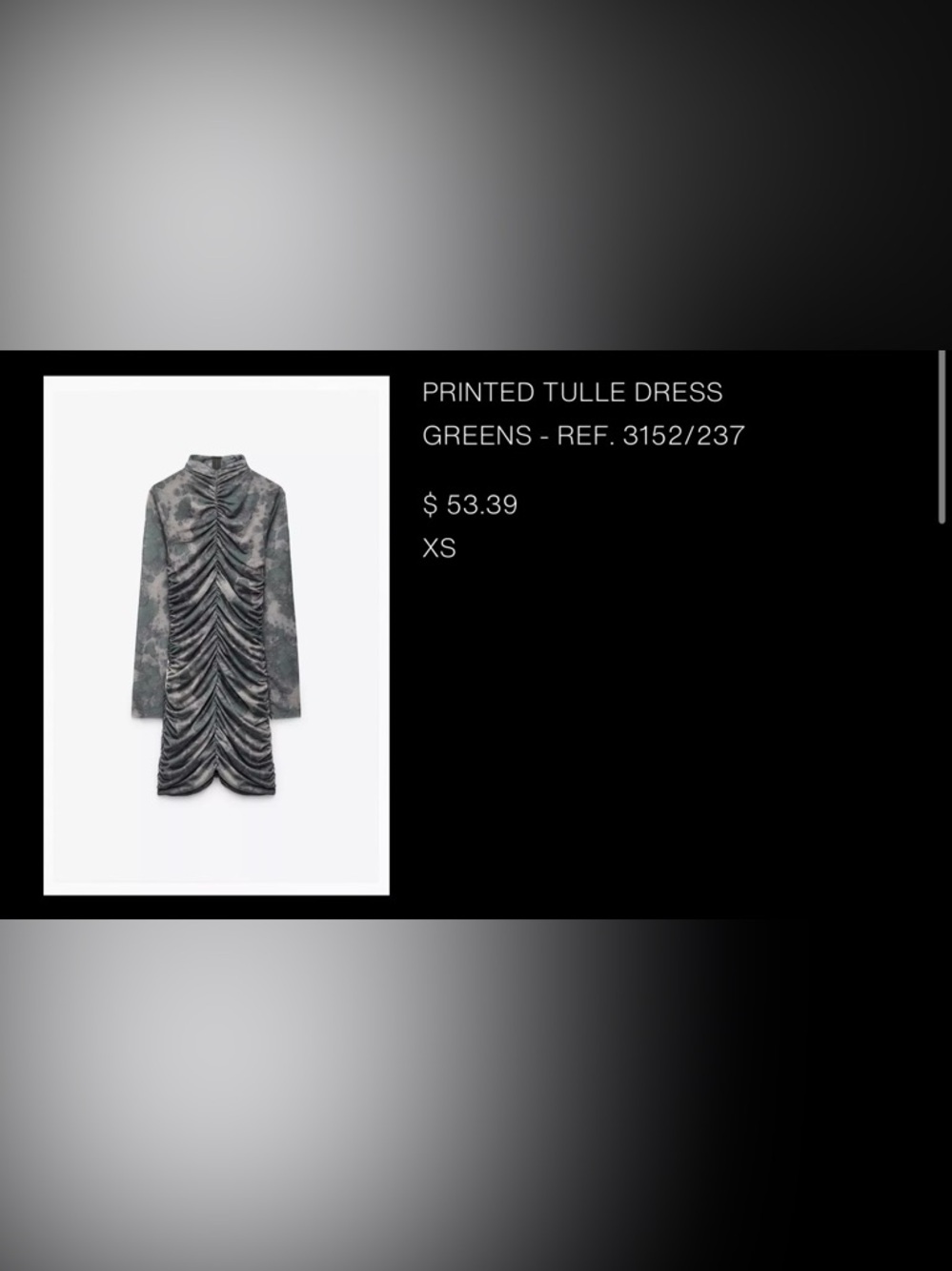 Zara Olive and Moss Green Printed Tulle Dress
